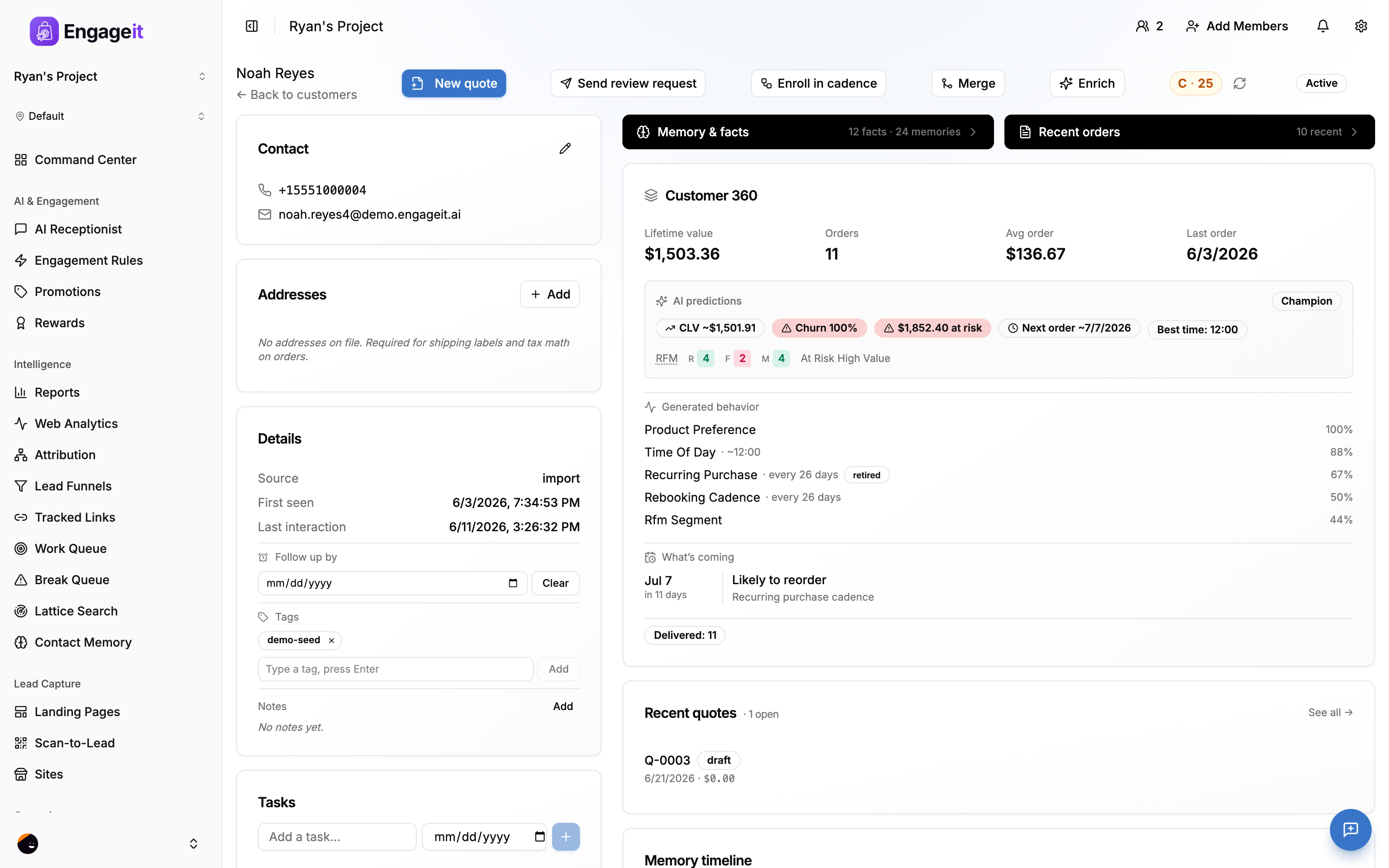 EngageIt Customer 360 unified customer profile