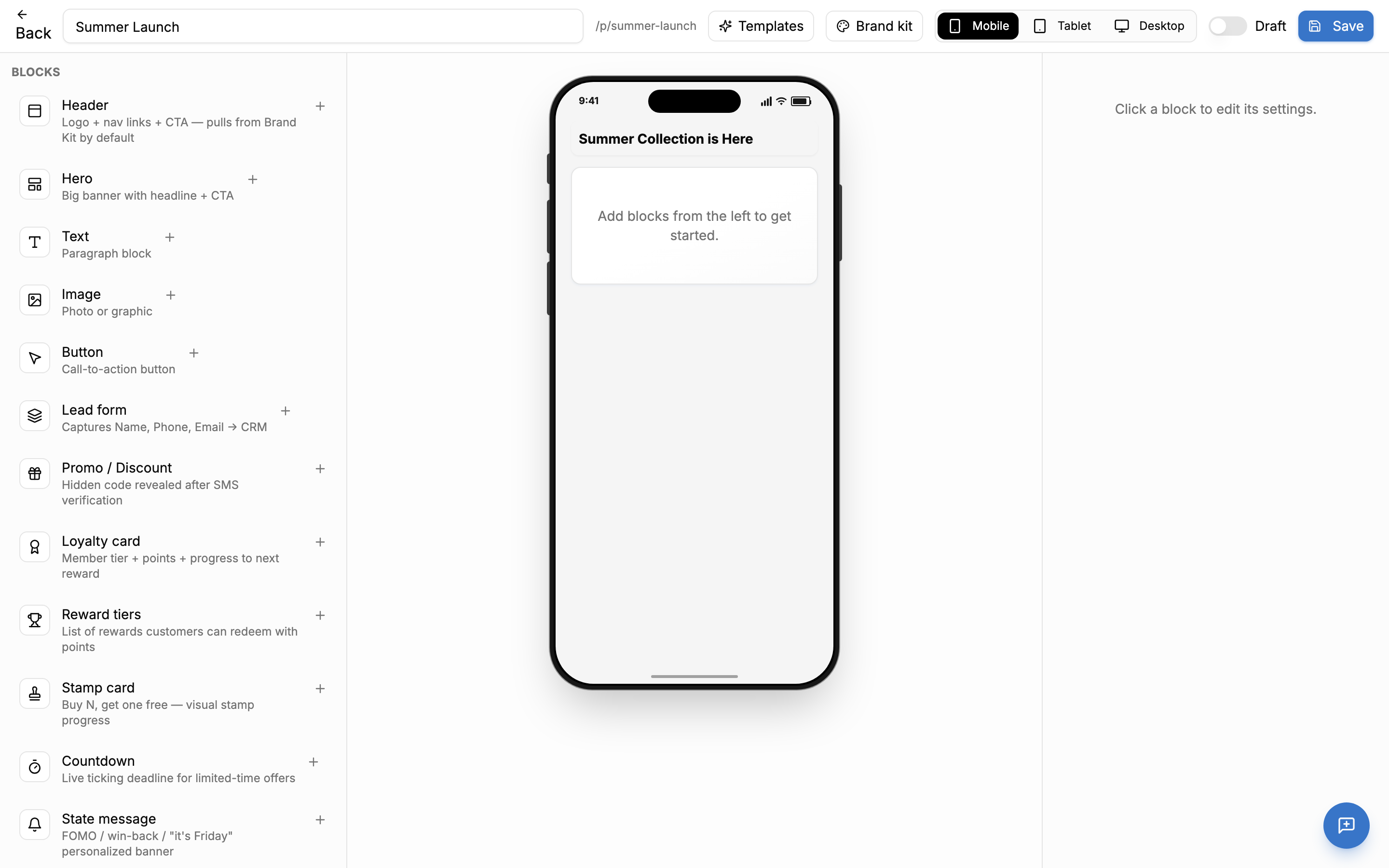 EngageIt landing page builder