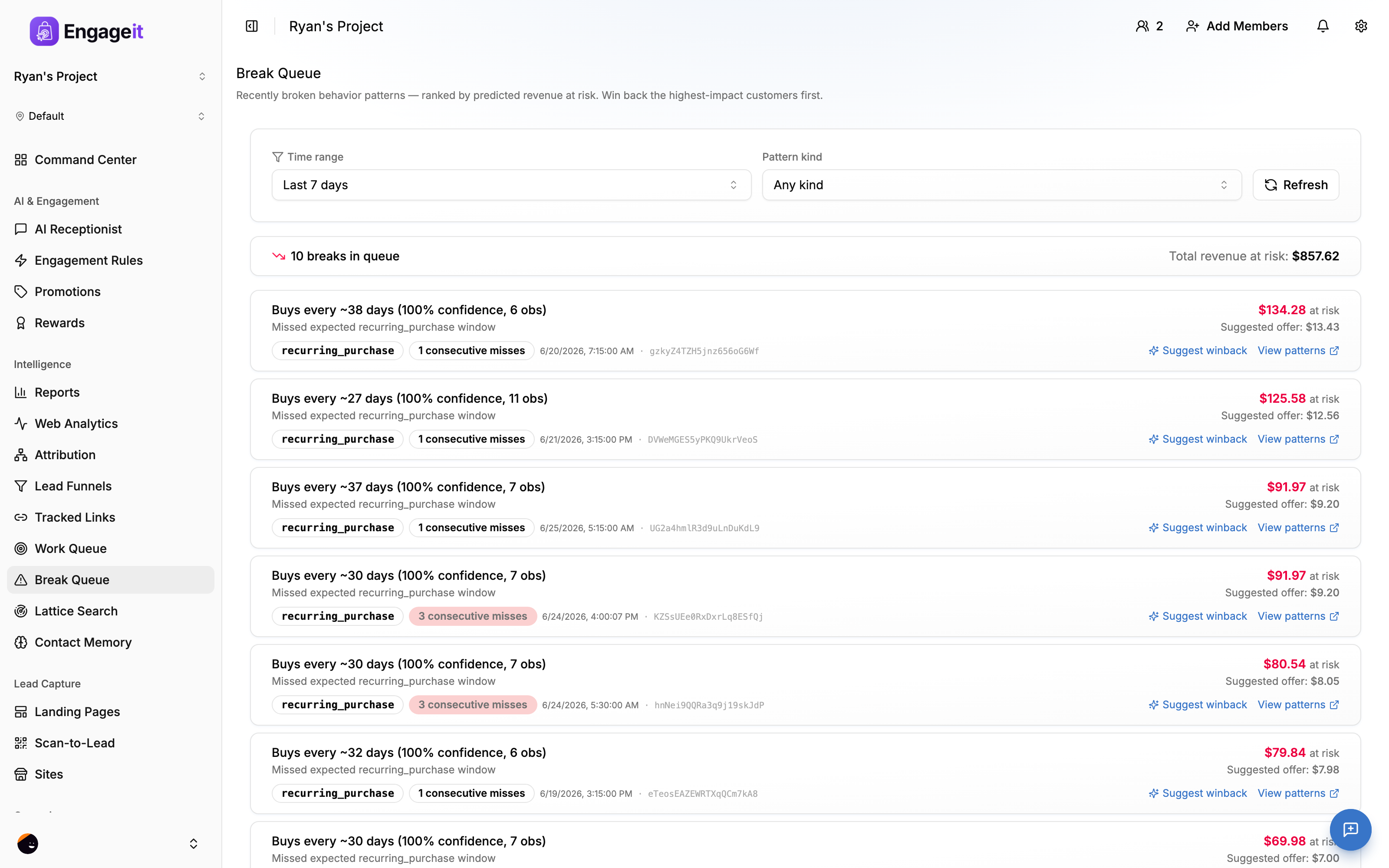 EngageIt Lattice break queue