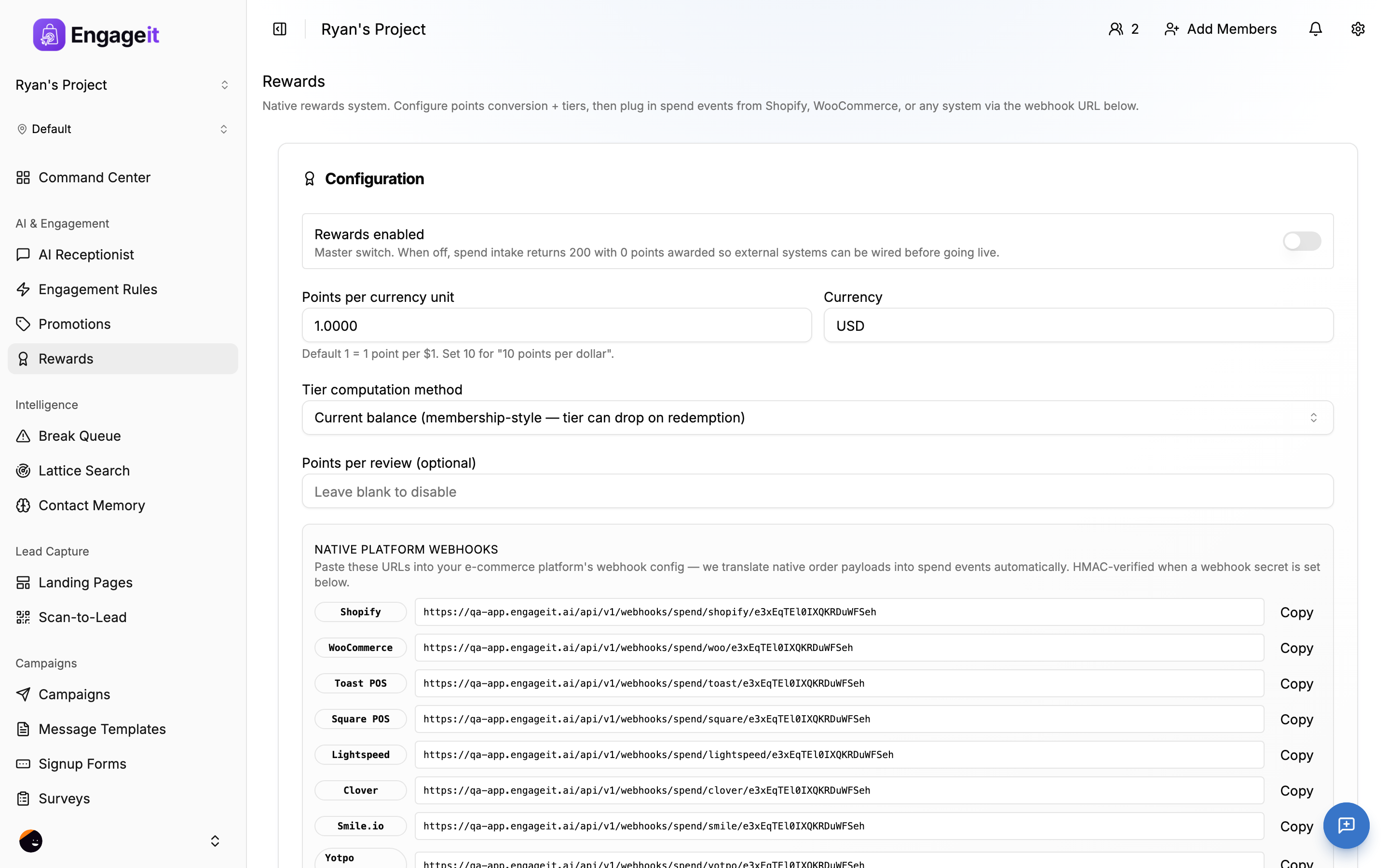 EngageIt platform screenshot