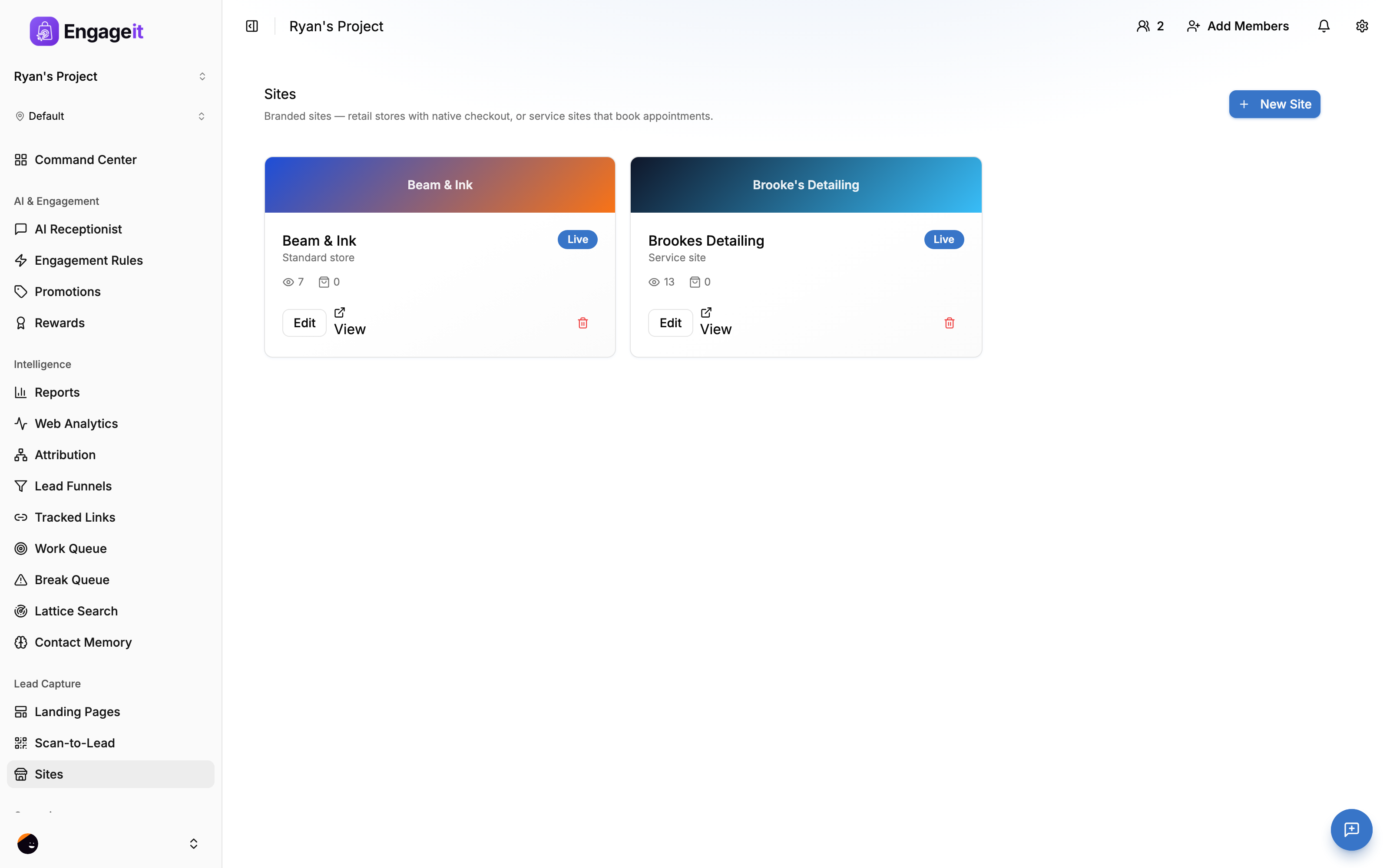 EngageIt Sites website builder